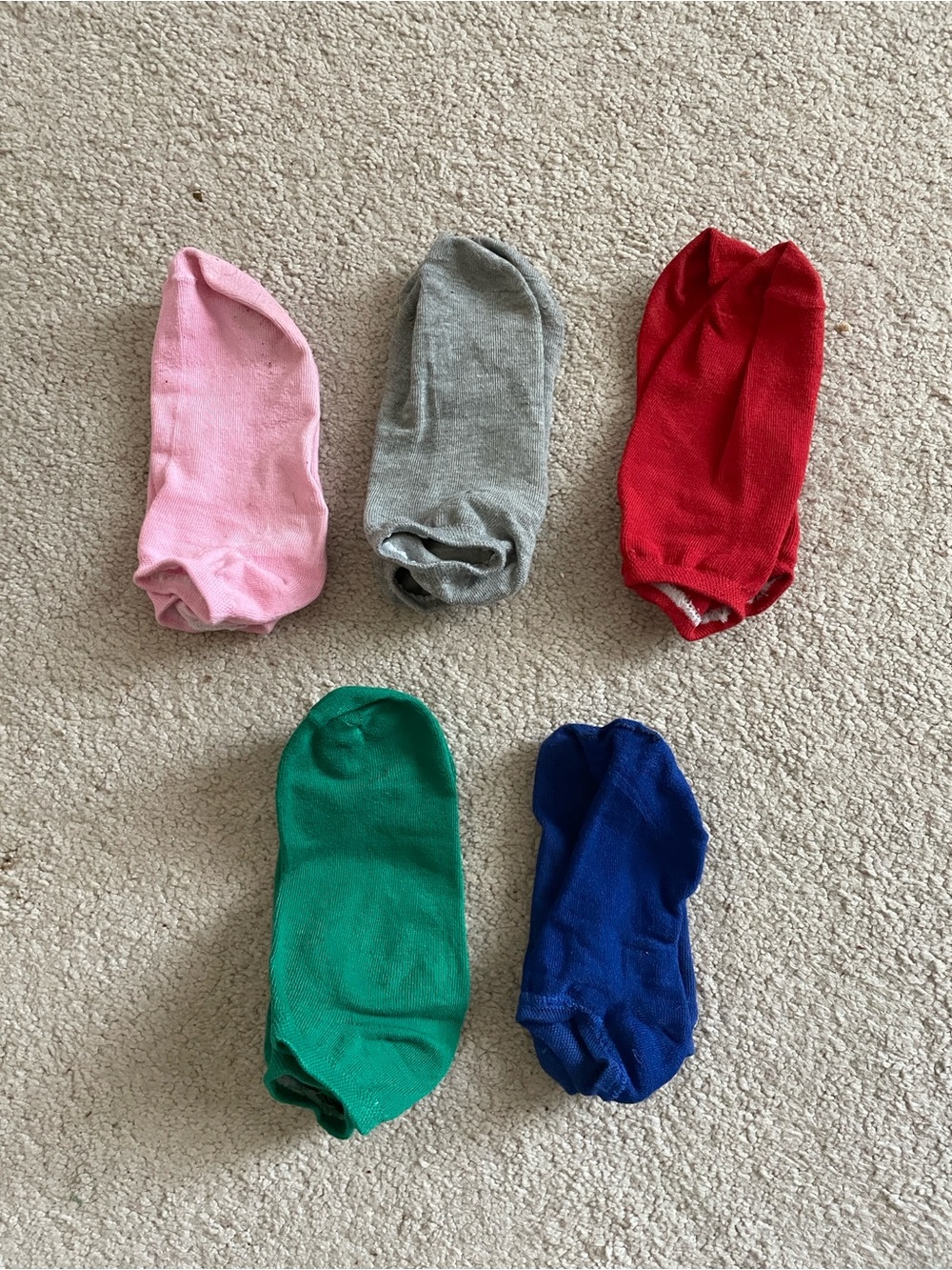 No-Show Sock Pack - Pink, Gray, Red, Green, Blue